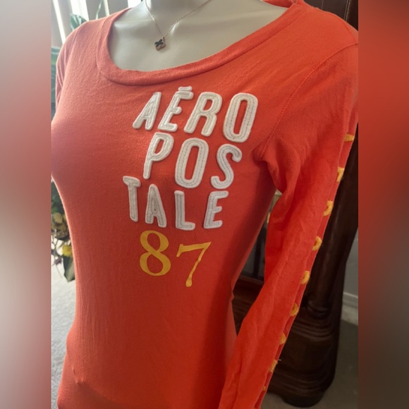 Y2K Aeropostale embroidery logo graphic tee long sleeve - Picture 4 of 10